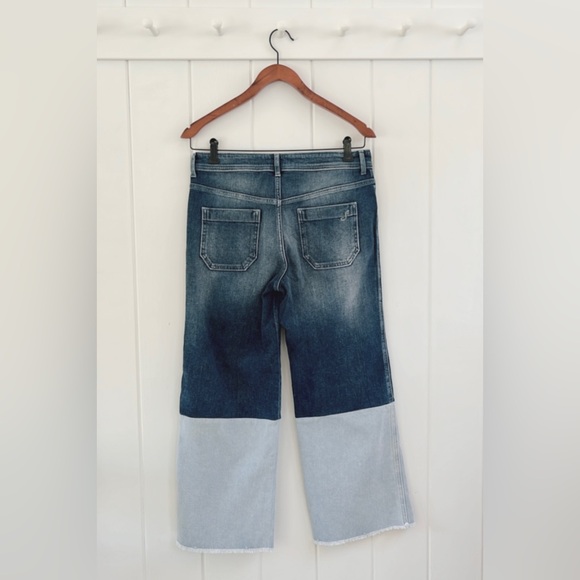 Seafarer Harry Two Tone Wide Leg Denim Italian Designer Rare Women 26 Raw Hem - Picture 3 of 12